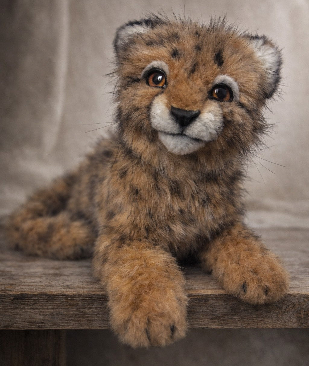 Realistic Baby Cheetah Plush – OOAK Artisan Wildlife Teddy