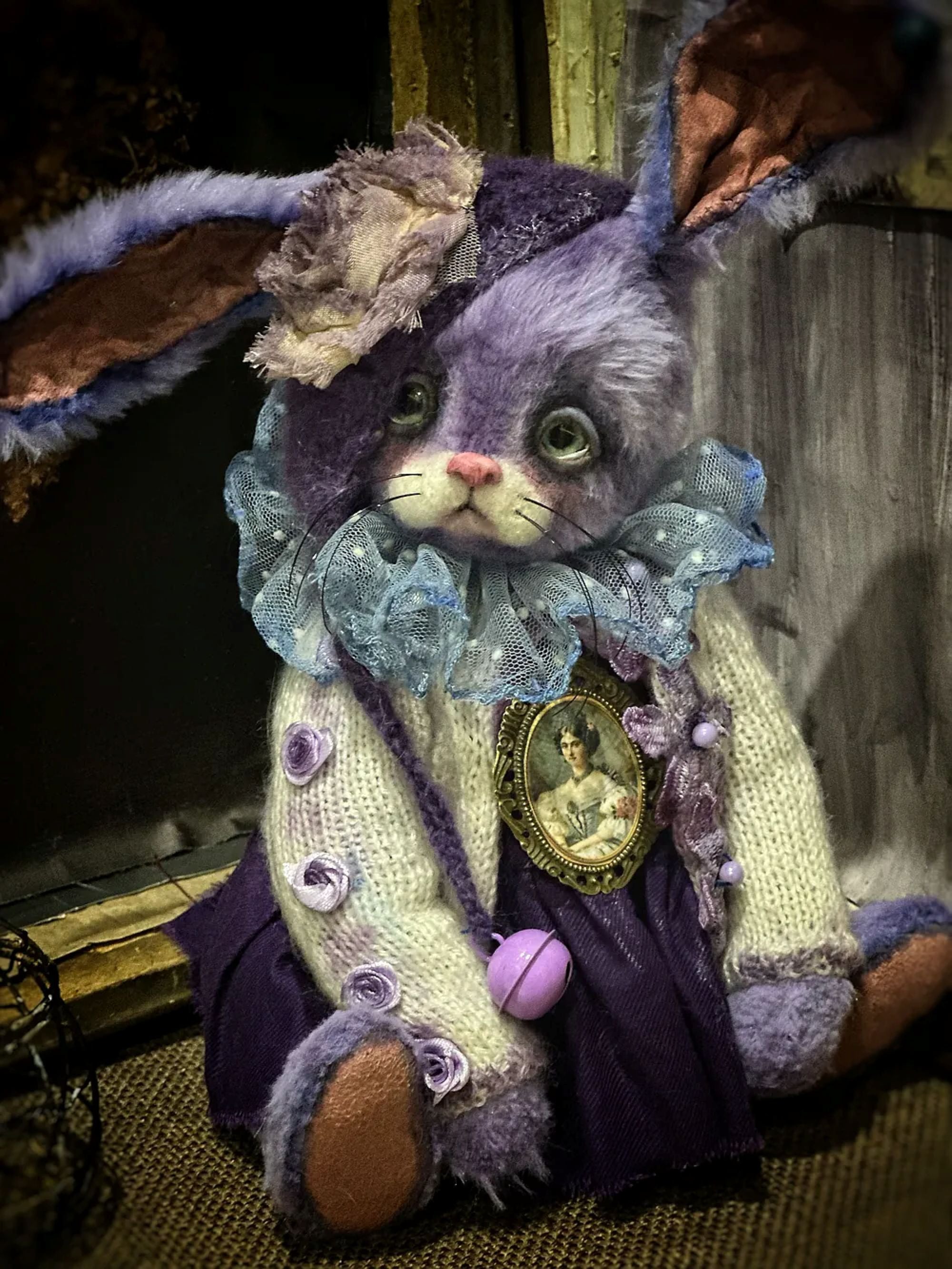 Vintage- Inspired Lavender OOAK Bunny Rabbit Teddy