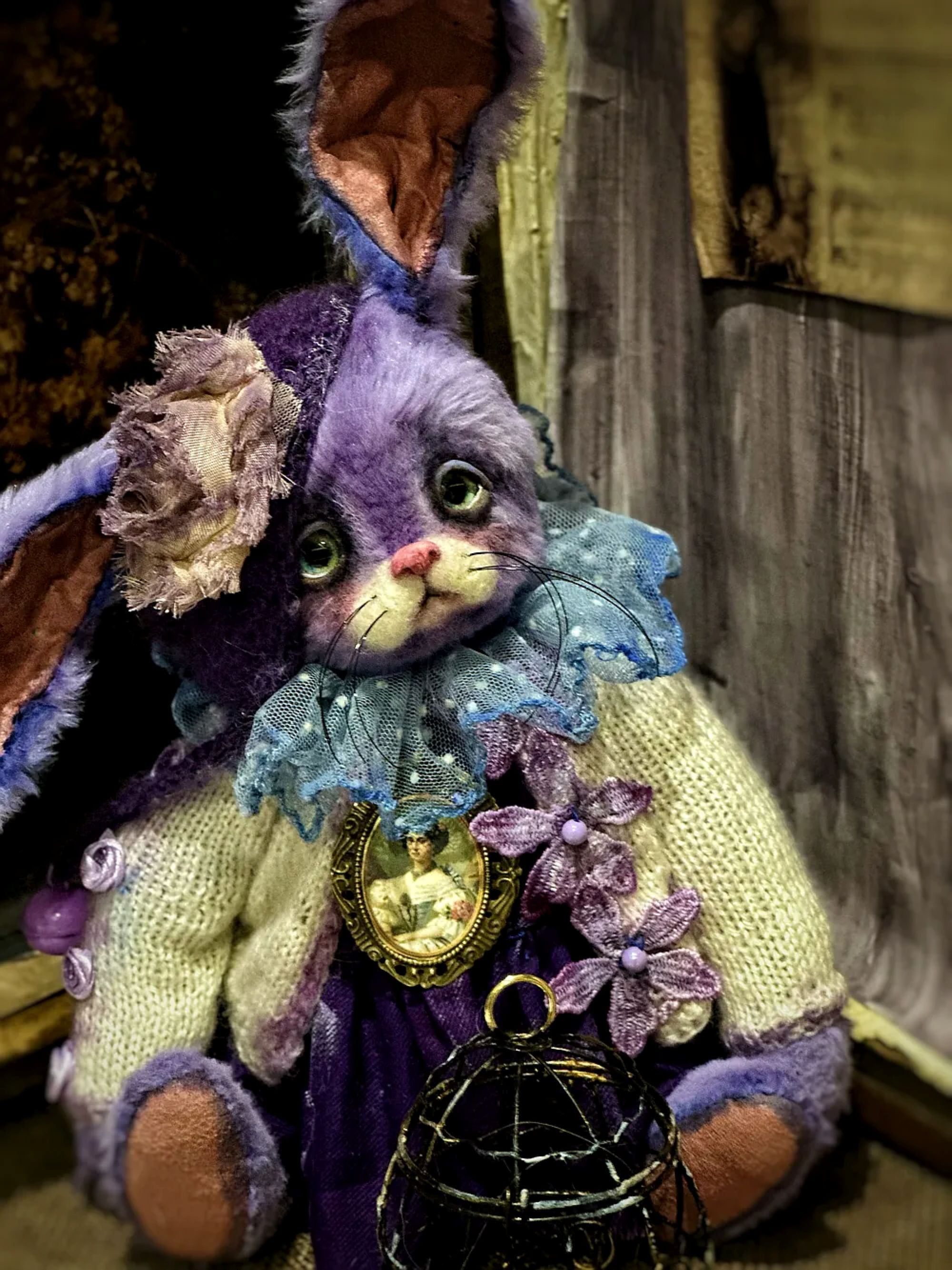 Vintage- Inspired Lavender OOAK Bunny Rabbit Teddy