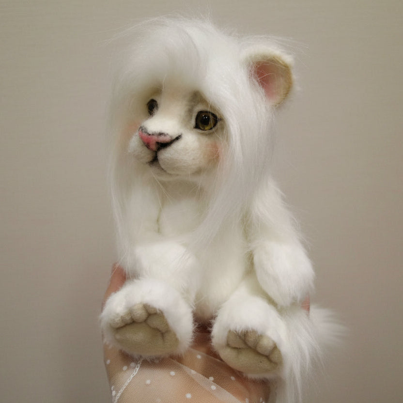 Baby White Lion Cub OOAK Plush