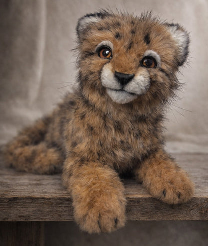 Realistic Baby Cheetah Plush – OOAK Artisan Wildlife Teddy