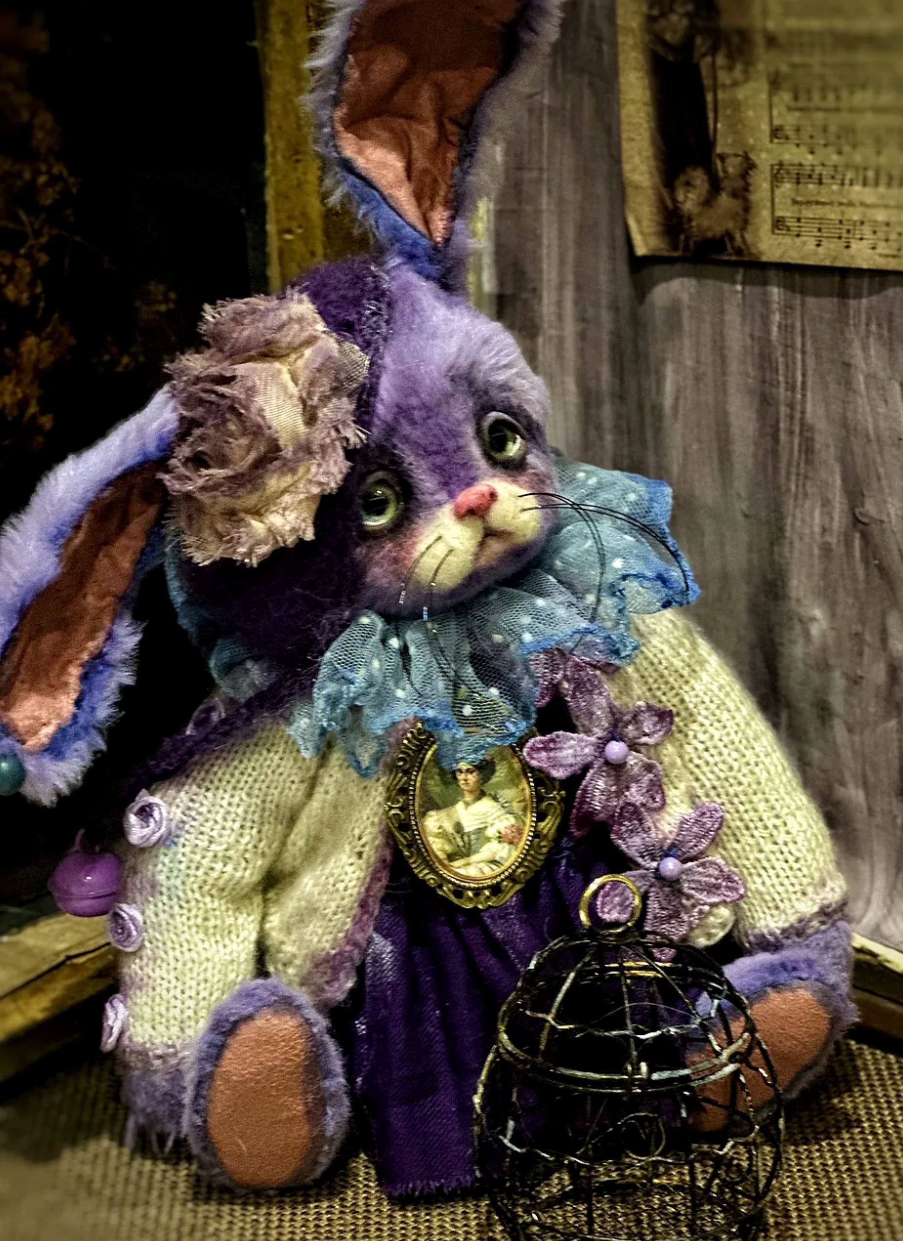 Vintage- Inspired Lavender OOAK Bunny Rabbit Teddy