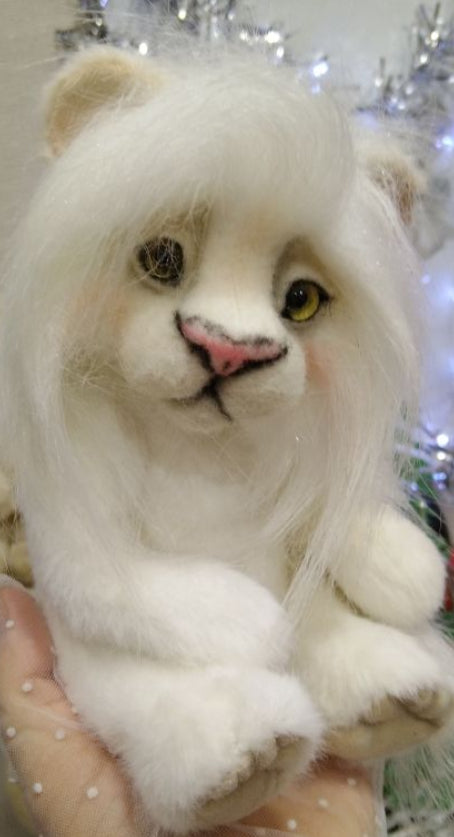 Baby White Lion Cub OOAK Plush
